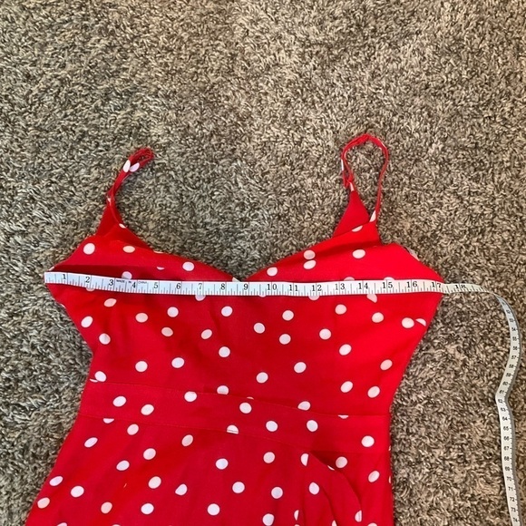 Lovers + Friends Bridget Red White Midi Dress (missing belt) Sz Small Faux Wrap - Picture 14 of 15